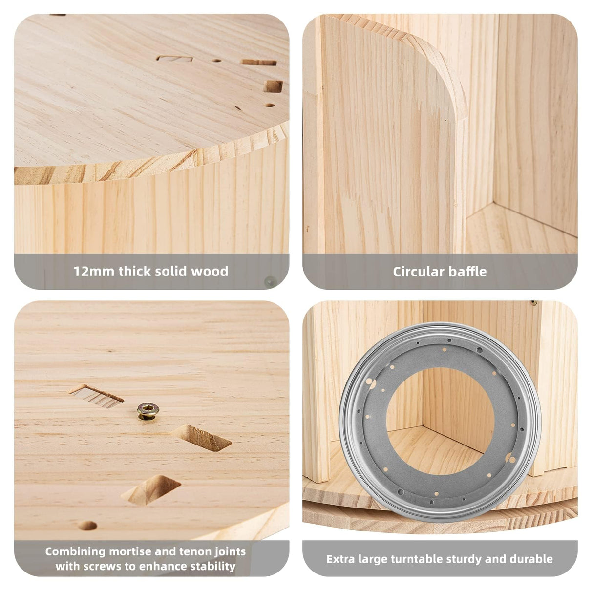 Cuguords 360 Display Rotating Bookshelf Tower, Spinning Bookshelf, 4 Tier Revolving Bookcase for Kids&Adults, Rotating Bookcase for Bedroom, Living Room,Solid Wood Bookshelf Organizer for Small Space Cuguords