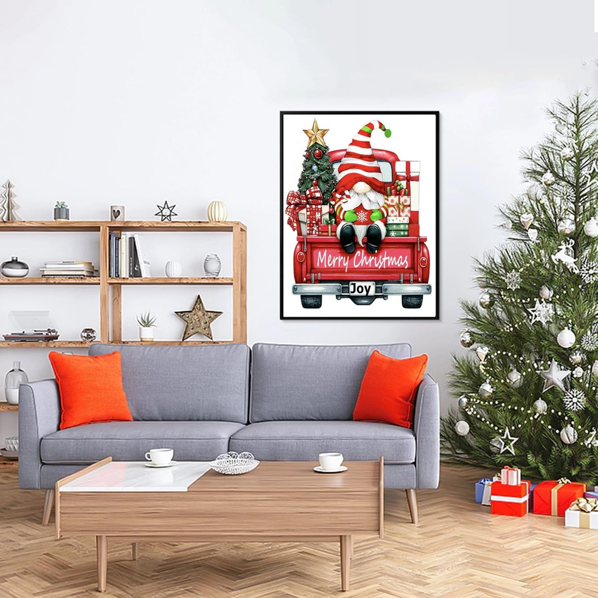 DIYDECORFUN Gnome Diamond Art Kits for Adults,Christmas Diamond Painting Kits, Gift Truck 5D Diamond Dots Paint by Diamonds,DIY Crafts Full Round Drill Gem Art for Wall Decor 12 x 16 Inches DIYDECORFUN