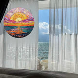 hospitian DIY Hanging Diamond Art Pendant Painting Kit Landscape,Sea Sunset Diamond Painting Kits for Adults,Special Crystal Gem Craft Painting Kit Ornament 9.4x9.4inch hospitian