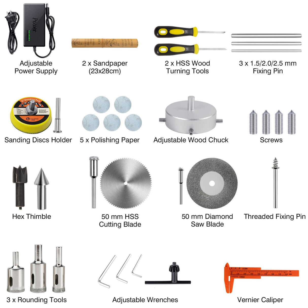 BERXOL Mini Wood Lathe Machine, 12V- 24VDC,7 Variabla Speeds 4000-9000 RPM, with Wood Lathe Milling Accessories, for Wood Polishing, Grinding, Cutting and Milling DIY … (A) BERXOL