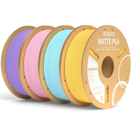 ELEGOO Matte PLA Filament Bundle 4KG, 1.75mm 3D Printer Filament Dimensional Accuracy +/- 0.02mm, 1kg Carboard Spool (2.2lbs) for Most FDM 3D Printers(Yellow, Ice Blue, Pink, Purple) ELEGOO