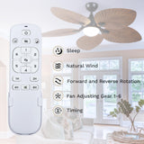 DWVO 52" Tropical Ceiling Fan with Light & Remote, LED Tri-Color Temperature, 5 Blade Ceiling Fans Reversible 6 Speeds w/Quiet DC Motor for Bedroom, Living Room, Dining Room, Patio DWVO