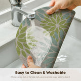 Artoid Mode Light Green Dahlia Plastic Round Placemats Set of 4, 14 Inch Seasonal Wipeable Woven Vinyl Table Mats for Farmhouse Party Kitchen Dining Decor Artoid Mode