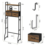 ETELI Over The Toilet Storage Cabinet with Fabric Drawers Bathroom Storage Over Toilet Fit Most Toilets, Rustic Brown ETELI