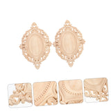 GRIRIW 2pcs Wood Carving Decals Carved Wood Appliques Floral Applique Wooden Carving Applique Peel and Stick Mirrors for Wall Carved Wood Wall Art Panel Floor 3D Semi-Finished Product GRIRIW