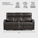 Lexicon Manual Reclining Sofa, Faux Leather Recliner Sofa, Wall Hugger, Track Arms, Magazine Pockets, Manual Dual Recliners Couch for Living Room/Office/Apartment, Easy Assembly, Espresso Lexicon