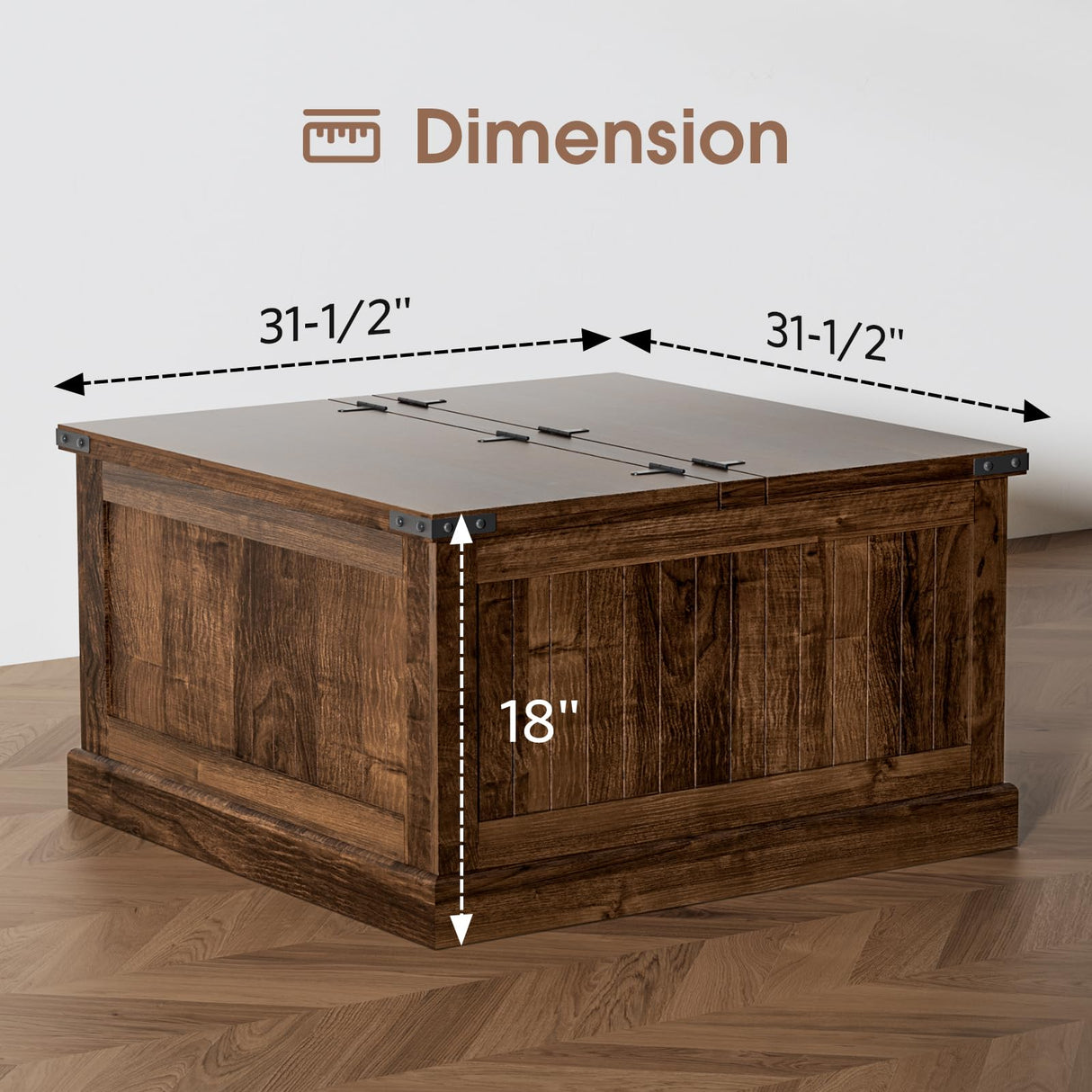 AntsandAnts Farmhouse Coffee Table with Storage, Square Wood Coffee Tables for Living Room, Large Center Table with Flip-Top Lid, 31.5 Inch (Rustic Brown) AntsandAnts