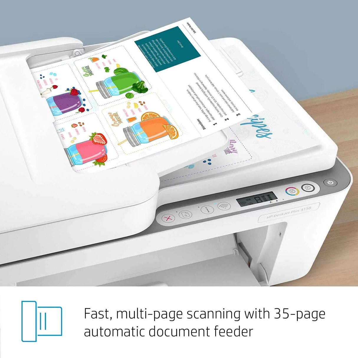 HP DeskJet Plus 4158 All-in-One Inkjet Printer, Scanner, Copy, Mobile Print, Instant Ink Ready, Wireless Printers for Home and Office, Dual-band Wi-Fi, 7FS76A (Renewed) HP