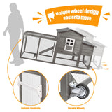 Ketive Wooden 79" Chicken Coop with Wheels Asphalt Roof Nest Boxes Pull-Out Trays - All Solid Wood and Galvanized Wire Mesh Chicken House Against Snakes, Weasels ketive
