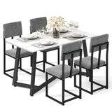 HUGROVE 5-Piece Dining Set, 47.24-Inch Faux Marble Dining Table Set for 4, Modern Minimalist Kitchen & Dining Room Set with Velvet Upholstered Chairs for Small Spaces, Apartments (Charcoal) HUGROVE