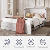 ijuicy Murphy Bed Queen with Foam Mattress, Convenient Murphy Bed Cabinet with Charging Station & Storage Board, Bed That Folds into Cabinet with Large Storage Drawer for Bedroom,Guest Room(White) ijuicy
