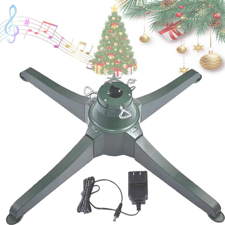 rouhome Rotating Christmas Tree Stand, 360°Spinning Christmas Tree Base with Music, Christmas Rotating Tree Stand with Speaker and Bluetooth, Anti-Tilt Noiseless, Holder for 70-80lb (80cm/31.49in) rouhome