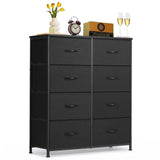 8-Drawer Dresser for Bedroom, Anti-Tip Tall Storage Organizer Chest of Drawers with Wooden Top and Metal Frame Fabric Bins for Closet, Living Room, Hallway, Entryway, Black SageNest