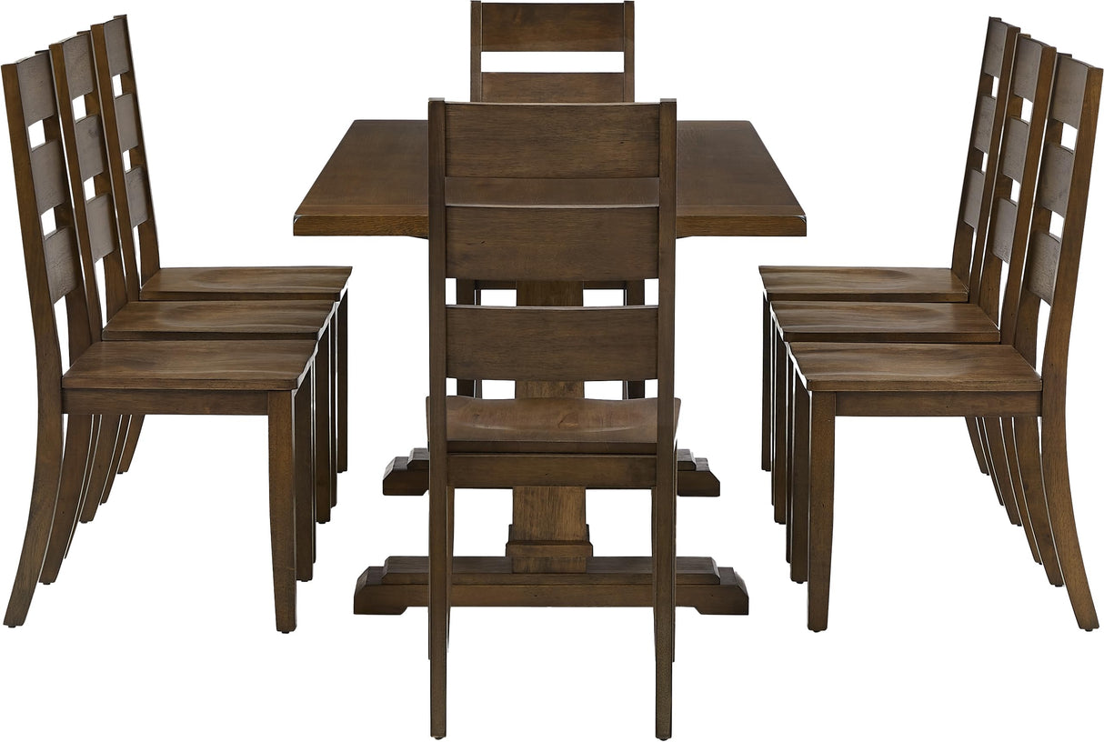 Crosley Furniture Joanna 9-Piece Modern Farmhouse Dining Table Set for 8 with Ladderback Chairs, Dark Oak Crosley Furniture