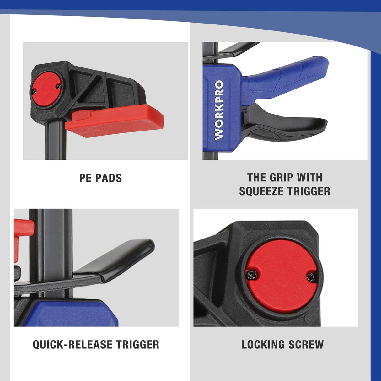 WORKPRO 12" Bar Clamps for Woodworking 2-Pack, Quick-Release Wood Clamps/Spreader Light Duty, One Hand F Clmaps 150 LBS Load Limit, Ideal for Woodworking and DIY Projects WORKPRO