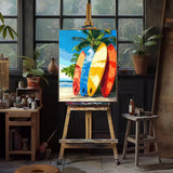 Natuyalo Paint by Numbers Kit for Adults - Colorful Surfboard DIY Acrylic Adult Paint by Number Kits Beach Scenery Canvas Painting for Adults Beginners Art Crafts Without Frame, 16x20 Inch Natuyalo