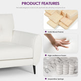 TYBOATLE Sofa Couch 61" Small Loveseat Couches for Living Room Leather Couch Mid Century Modern Tufted Mini Sofa Comfy Office 2 Seat Settee Love Seat for Small Spaces Bedroom, White TYBOATLE