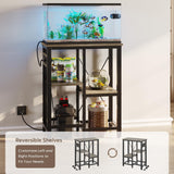 Becuddler 10 Gallon Fish Tank Stand with Charging Station, 20 x10 Metal Aquarium Stand with 3-Tiers Adjustable Storage Shelves, 6-Legs Reptile Terrarium Stand, 264 LBs Becuddler