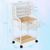 Rolling Craft Cart with Drawer, White Small Utility Cart, Metal Storage Cart with Lockable Wheels, 6 Tiers Paint Organizer for Art Supplies, Store for Brushes Paints Artifacts Small Parts JKsmart