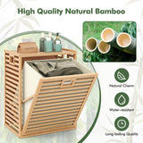 Giantex Tilt Out Laundry Hamper, Bamboo Laundry Storage Cabinet with Removable & Foldable Fabric Bin, Top Shelf, Laundry Basket Organizer for Bathroom, Laundry Room, Living Room, Bedroom, Natural Giantex