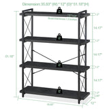 HCHQHS Bookshelf, 4-Tier Industrial Bookcase, Black Open Book Shelf, Freestanding Tall Bookshelves with Metal Frame HCHQHS