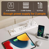 GYIIYUO 94'' Two Person Desk with Charging Station, Long Desk with 3 Fabric Drawers and Printer Shelf, Double Computer Desk, 2 Person Writing Study Table Workstation for Home Office, White GYIIYUO