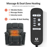 MCombo Large-Wide Dual Motor Power Lift Recliner Chair, Massage and Dual Heating for Elderly People, Infinite Position, Fabric R7166 (Dark Grey) MCombo