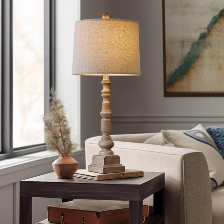 Oneach 27.75" Vintage Farmhouse USB Table Lamps Set of 2 for Living Room Bedroom Traditional Bedside Nightstand Lamp with Dual USB Port Resin Table Lamp with Rotary Switch for Living Room Bedroom Oneach