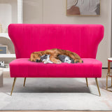 WQSLHX 50’’ Velvet Modern Armless Loveseat Sofa, Upholstered Small Wingback Couch Sofa with Golden Metal Legs, 2 Seater Tufted Couch for Bedroom, Apartment Small Space WQSLHX