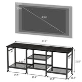 YGEOMER Black TV Stand Entertainment Center for 55 Inch TVs, with Charging Station and Lights Open Storage Shelves, TV Media Console, Open Storage Shelf with Sound Rack for Living Room, Bedroom YGEOMER