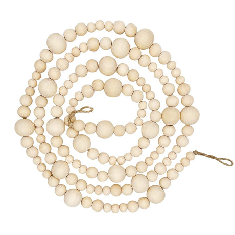 Farmhouse Beads 7ft Wood Bead Garland with Christmas Tree Holiday Decorations Rustic Country Decor Prayer Boho Beads Big Wall Hanging Decor (Natural Color) MyLilian