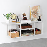 BTY Floating TV Stand for 50" TV Wall Mounted Entertainment Center with 3 Tier Open Storage Shelf, Wooden Media Console for Living Room, Bedroom, Under TV Shelf, White BTY