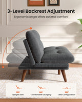 75″ Futon Sofa Bed, 3-in-1 Futon Couch w/Adjustable Backrest & Armrests, Corduroy Convertible Sleeper Sofa Bed, Folding Sleeper Recliner w/Removable Cushion for Apartment, Living Room, Office,Grey AMADA HOMEFURNISHING