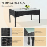 PROHIKER 4 Piece Outdoor Wicker Patio Conversation Furniture Set, Rattan Chair Wicker Sofa Garden Conversation Sets with Cushion and Glass Table for Yard Pool or Backyard, Black/Black PROHIKER