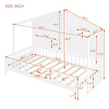 SOFTSEA Twin Size Low Loft House Bed with Shelves and Sparkling Light Stripe SOFTSEA
