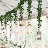 HO2NLE 12 Pack 84 Feet Artificial Fake Hanging Vines Plant Faux Silk Green Leaf Garlands Home Office Garden Outdoor Wall Greenery Cover Jungle Party Decoration HO2NLE