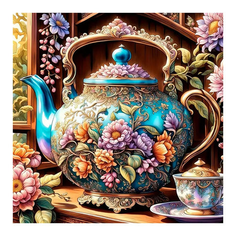 hill froeistung 5D Colorful Teapot Diamond Art Painting Kits for Adults,Flower Diamond Art for Beginners, DIY Full Drill Teacup Diamond Art Painting(12X12 inch) hill froeistung