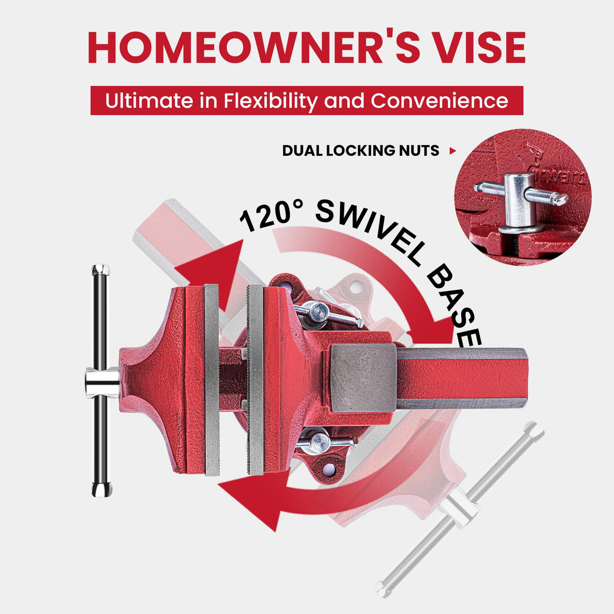 Forward 1304 4 Inch Home Vise Ductile Iron 4" Bench Vise Homeowner's Vice with Anvil and Swivel Base Forward