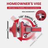 Forward 1304 4 Inch Home Vise Ductile Iron 4" Bench Vise Homeowner's Vice with Anvil and Swivel Base Forward