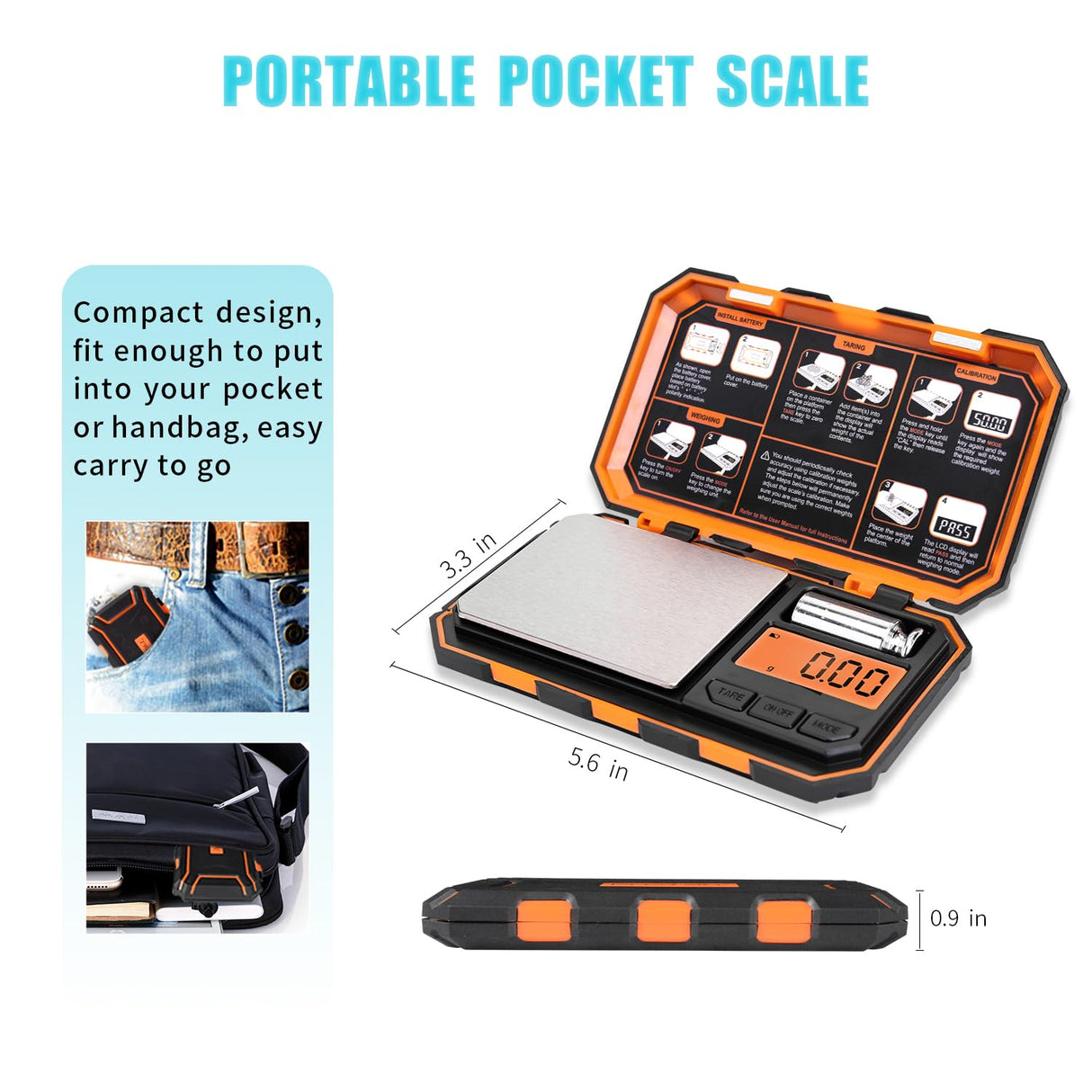 Fuzion Digital Pocket Scale, 200g x 0.01g, 6 Units Conversion Mini Scale with LCD Display, Tare Function for Food, Jewelry, Medicine, Coffee (Battery Included) Fuzion