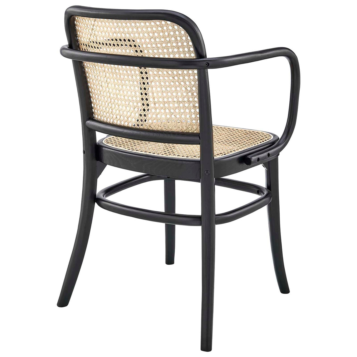 Modway Winona Elm Wood Dining Chair with Cane Rattan Seat in Black 21 x 22.5 x 32 Modway