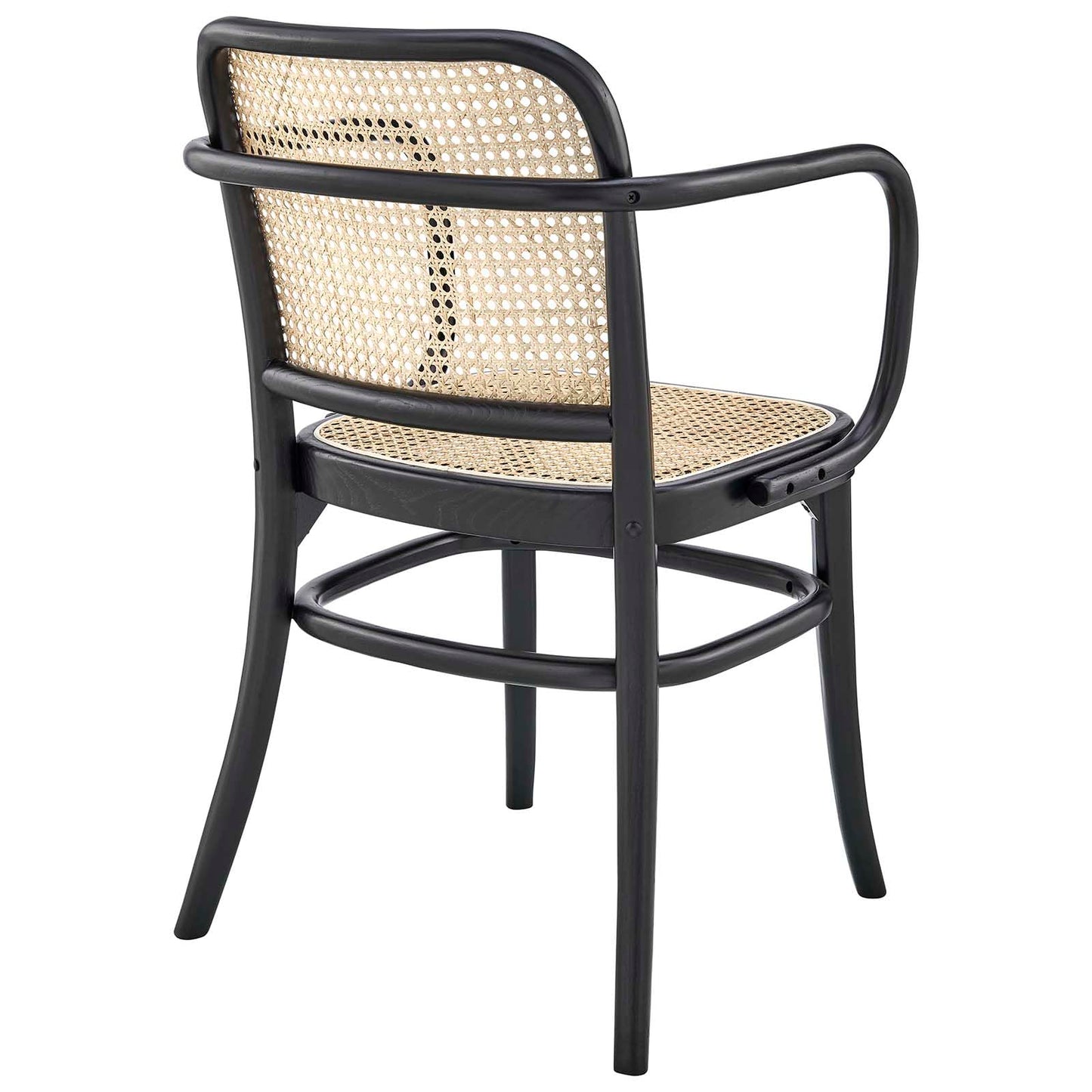 Modway Winona Elm Wood Dining Chair with Cane Rattan Seat in Black 21 x 22.5 x 32 - WoodArtSupply