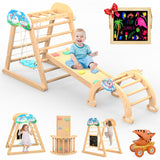 10 in 1 Pikler Triangle Set, Wooden Toddler Climbing Toys, Montessori Jungle Gym Indoor Playground with Swing Slides, Climbing Wall Net, Arch for Kids Boys and Girls Andrti
