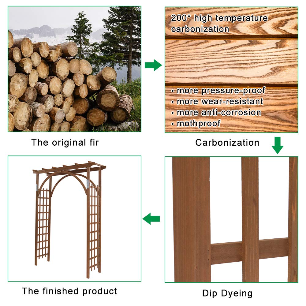 Saynwish 85" Solid Wood Garden Arch Trellis for Climbing Plants - Rustproof Wooden Arbor with Flat Top for Weddings, Parties & Outdoor Decor (Brown) Saynwish