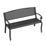 ARKOST Outdoor Bench, 50.4" Patio Metal Frame Garden Bench with Backrest and Curved Armrests for Lawn Backyard, Black ARKOST