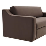 Modway Liora 87 Inch Stain-Resistant Performance Velvet Sofa in Chocolate Brown - 3 Seater Upholstered Sofa Couch for Living Room Seating - Comfy Deep Seat Sofa with Scoop Arms Modway