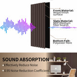 KVENI Acoustic Wood Slat Wall Panels - Modern Wood Panels for Wall, 3D Fluted Sound Absorbing Panel with Wood Finish, Noise Cancelling & Absorbing Wooden Panels, 94.49” x 13” Each, 0.82” Depth (2Pcs) KVENI