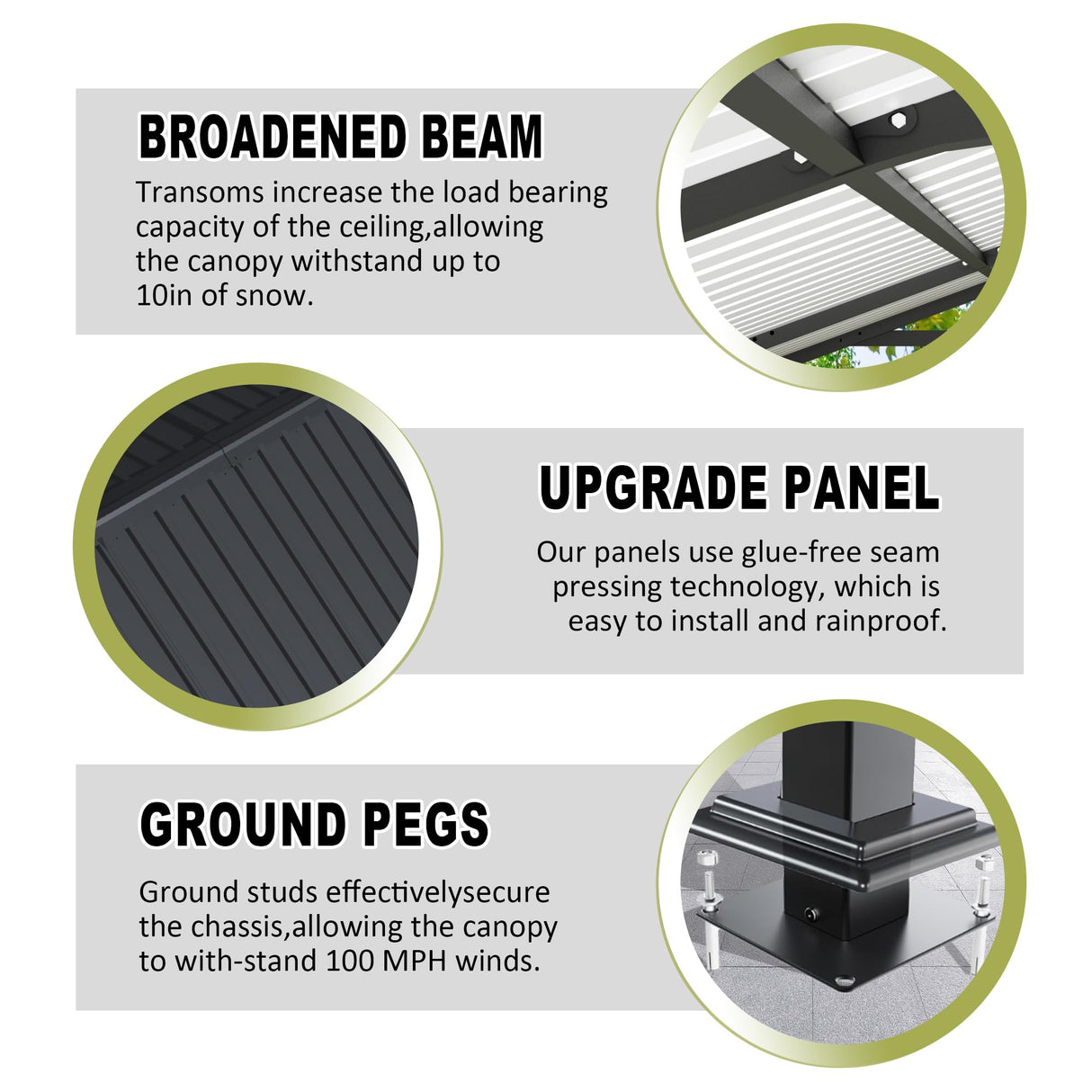 Vigo huseeo 12x20x8.7 FT Carport with Galvanized Steel Roof, Heavy Duty Metal Carport Canopy, Metal Carport Garage for Pickup, Boat, Car and Tractors, Grey Vigo huseeo