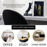 Gift for Dad, Cat Book Ends for Shelves, Decorative Book Ends with Pen Holder, Fun Unique Bookends, Cool Black Cat Bookends, Home Office Desk Bookshelf Decor, for Dad and Lover ENCIMART