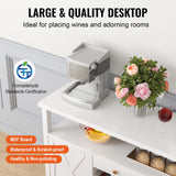 VEVOR 47 Inch Industrial Bar Cabinet, Wine Table for Liquor & Glasses, Sideboard Buffet Cabinet with Wine Rack, Freestanding Farmhouse Wood Coffee Bar Cabinet for Living Room, Home Bar, Kitchen White VEVOR